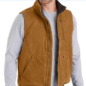 SANDSTONE SHERPA-LINED MOCK-NECK VEST